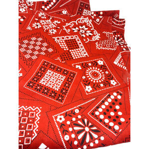 Red Bandana Fabric Piece Uncut 88" x 44" 2+ Yards Vintage White Paisley